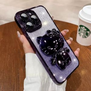 KNOSMART เคสสำหรับ Realme C61 C63 C51 C53 C55 C33 C31 C30 C30S C35 C15 C12 C25 9pro C25S C25Y C21 C11 Realme 11X 11pro 11 11pro + + 5G 4G เคสกระจกแต่งหน้าแมวน่ารัก C21Y ใสเป็นประกายเคสใส่โทรศัพท์กันกระแทกชุบ Realmec53 NFC