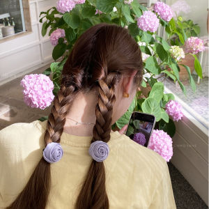Handmade Flower Hair Ties & Duckbill Clips: Elegant Girls' Hair Accessories
