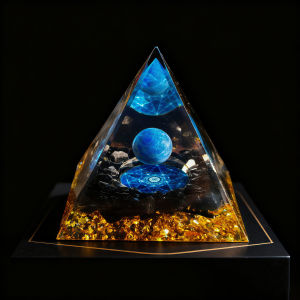 1PC Natural Lapis Lazuli And Obsidian Crafted Orgone Pyramid Decorative Ornament Healing Crystal Energy Home Decor