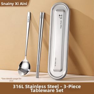 Snainy | 316 Stainless Steel Portable Student Tableware Set