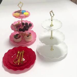 Double Layer Cake Candy Stand Round Wedding Party Fruit Plate Display Home Decoration Tray Table Exquisite