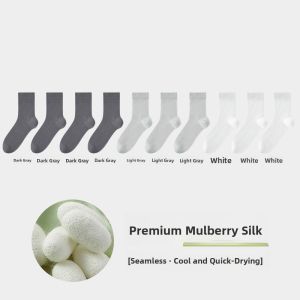 Miiow | MiiOW Mens No-Show Socks Summer Thin Mesh Breathable Mid-Calf Anti-Odor Sweat Absorbent Silk Anti-Slip Comfortable Seamless Socks
