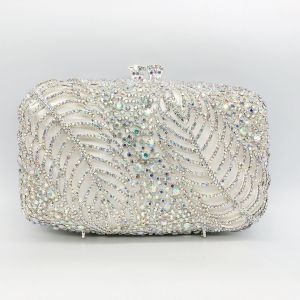 Two Leaves Inlaid Diamond Dinner Bag Banquet Water Diamond Handheld Bag Dress Womens Bag Clutch Purse