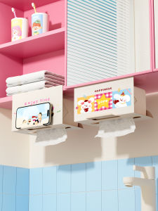 กล่องใส่กระดาษชำระติดผนัง กล่องใส่ผ้าเช็ดหน้า ตู้กระจก ติดผนัง กล่องใส่กระดาษชำระรูปตัวการ์ตูนน่ารัก กล่องใส่กระดาษชำระสำหรับห้องน้ำ