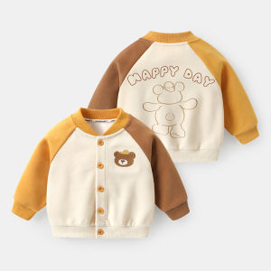 CUTEPANDAS Childrens Baseball Jacket Autumn Spring Casual Style Boys Girls Baby Outfit Top Comfortable Soft Material