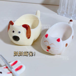 น่ารัก สัตว์เลี้ยงแรงบันดาลใจเซรามิคเล็บทําความสะอาดถ้วยยาวสุนัขแมวกระต่าย < Ne1> ผู้ถือปากกา Palette เครื่องมือความงามสําหรับเล็บ
