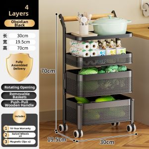 XUNHUAI | Rotating Mobile Snack and Vegetable Storage Cart