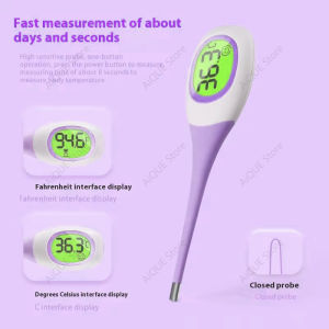 AiQUE Thermometer 8 Seconds Fast Digital Fever Measure 3 Color Backlit Medical Grade  LCD 4 Digits 0.1℃ Accuracy Baby Child