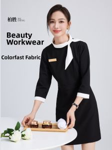 High-end Beauty Salon Receptionist Work Uniform Black Stretchable Fade-resistant