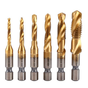 6pcs Tap Titanium Plated Hex Shank Drill Bits HSS Screw Thread Metric Taping Screw Machine Compound Tool M3-M10 Hand Tools