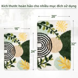 Bộ Thảm Tắm Hình Cây Vàng Trừu Tượng VIKAMA Boho Chất Liệu Microfiber Mềm Mại Chống Trơn Trượt Thấm Hút Tốt Giặt Máy Được Dùng Cho Phòng Tắm Phòng Tắm Vòi Sen