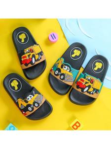 Non-Slip House Slippers Carton Earth Mover Design