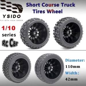 Yesido | YSIDO 4pcs 110Mm 1/10 Short Course Truck Tires Wheel with 12Mm Hex for Slash Arrma Senton Huanqi 727 Vkar 10Sc Hpi RC Car Tyres