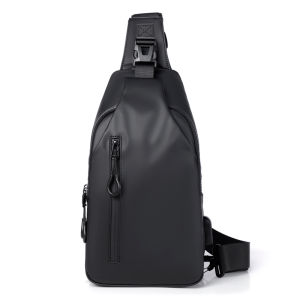 1 Mens Large Capacity Usb Charging Multifunctional Chest Bag Fashion Simple Commuter Lightweight Shoulder Crossbody Bag