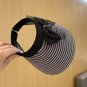 K-style Bows Headband Topless Hat Female Easiest for Match Summer Outing Sun-Proof Big Brim Sun Hat Breathable Cool Hat