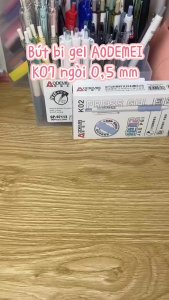 Hộp 12 Bút bi bấm mực gel AODEMEI K07 MỰC ĐEN ngòi ST 05mm viết trơn không lem - VPP Trường Anh