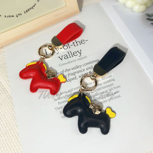Women Leather Charms Bag Pendant Keychain Cartoon Pony Horses Keyring Cute Animal Ornament Accessories Decoration Gift
