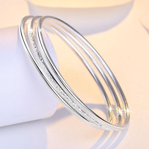 Silver Bracelet 3in1 Closed Loop Womens Silver Bangle Elegant Ladies Jewelry
