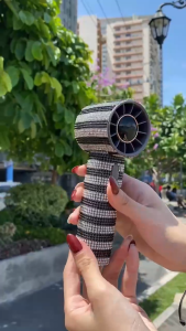 M11 Handheld Rechargeable Turbo Fan with DIY Diamond Sticker Design 120 Wind Speed Gear Adjustment Desk Fan