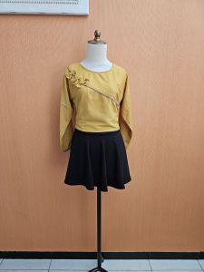 atasan tunik wanita kuning mustard M cewek blouse santai