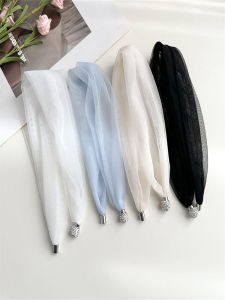 Pure Color Magnetic Buckle Scarf Thin Summer Womens New Versatile Neck Protection Decorative Shawl Scarf Headband Neck Warmer