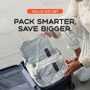 VOLLYC EZYPACK & EZYBAG - 25L Vacuum Storage Bag IPX7 Waterproof Nylon 85% Compression for Suitcase Backpack Camping Travel
