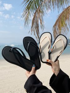 Thin Strip Seaside Vacation Beach Flip-Flops Summer Womens Outer Internet Celebrity Color Matching Fancy Flip-Flops
