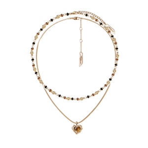 สร้อยคอหินตาเสือแบบเรโทรหรูหรา ดีไซน์ดั้งเดิม สร้อยคอแบบชั้นใน แฟชั่นใหม่ โลหะผสม ทองแดง ทองแดงเคลือบเงิน ทองแดงเคลือบทอง