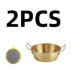 1pc 304 Stainless Steel Golden Instant Noodle Bowl Korean Rice Wine Bowl With Handle Salad Snack and French Fry Bowl