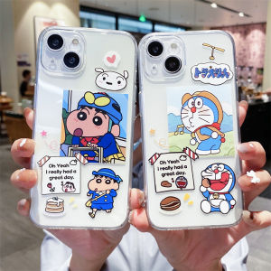 Cute Cartoon Doraemon Phone Case for iPhone 13 pro Max Apple 12 Full Cover Transparent Silicone Soft Protective Shell for Women