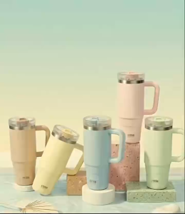TYESO AURA POP 900ml 1200ml Vacuum Insulated Tumbler Ceramic Coating Pop Up Straw Stainless Steel Bottle