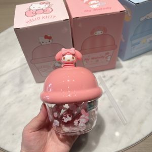 Sanrio Sanrio Cute Cartoon Pom Pom Purin Kitty Pudding Cup Milk Cup Fruit Cup Cup with Straw Girl