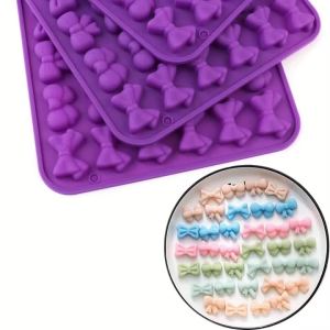 Khuôn Làm Kẹo Silicon Hình Nơ Tím - 36 Ngăn Khuôn Làm Sôcôla Mềm Dẻo Để Làm Kẹo Kẹo Dẻo Dụng Cụ Làm Bánh Thân Thiện Với Môi Trường