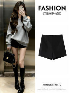 Black Fleece Lined High Waist Slimming Sporty Pants Womens Autumn Winter New Style Casual Bootcut Trousers High Waist Fit