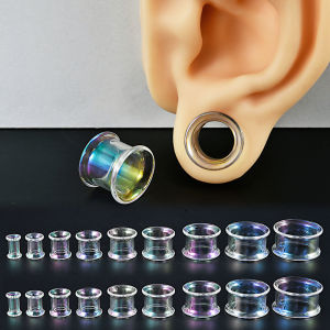PAIR  Glass AB Color Ear  Tunnels  Expanders Piercing  Glass Ear Gauges Earring Stretchers Body Piercing Jewelry