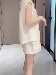 Shalldoer | Minimalist Summer Lace Splice Sleeveless Elastic Waist Two-piece Set