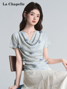 La Chapelle | 3D Floral Short Sleeve Tunic Top