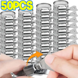 Dizoey 50PCS Adjustable Stainless Steel Twist Hose Clamp Worm Driving Pipe Clip Faucet Fastener Screw Band Car Fuel Tube Pipe Clamp