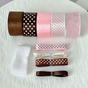 10PC Mix Korean Style Ins Coffee Powder Polka Dot Star Ribbon DIY Bar Support Stick Bow Material Package Ribbon Decoration Gift