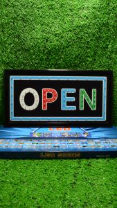 ป้ายไฟLED ป้ายไฟตัวอักษร ป้ายไฟวิ่ง ป้ายไฟหน้าร้าน " ป้ายไฟ OPEN" แบบเสียบปลั๊กไฟ ป้ายไฟตกเเต่งร้าน รับทำป้ายไฟ