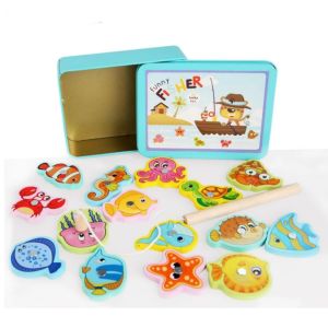 Magnetic fishing baby wooden toys funny fisher Mainan pancing anak