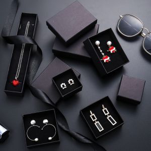 Matte Black Kraft Paper Jewelry Box Packaging Box Black Kraft Paper Ring Box Earring Box Bracelet Box Necklace Box Jewelry Box