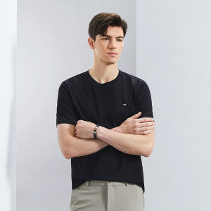 New 2025 Mens Short Sleeve T-Shirt Pure Cotton Casual round Neck White Top Breathable Comfortable Fashion Urban Style Summer