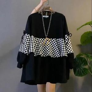 Korean Style Loose Lace Lantern Sleeve Waist Cinched Womens Shirt Dress Spring New Style A-Line Mini Dress Polo Collar