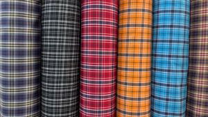 ผ้าเมตร ผ้าฝ้าย 100% ผ้าฝ้ายลายสก็อต ผ้าทอลายสก็อต หน้ากว้าง 45 นิ้ว หน่วยขายเป็นเมตร