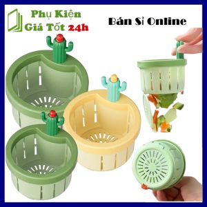 Dụng Cụ Lọc Rác - Giỏ Lọc Rác Bồn Rửa Chén Bát Hình Xương Rồng Có Nút Chấn Xã Rác Chống Tắc Nghẽn Tiện Dụng