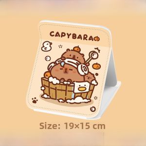 Portable Folding Capybara Bath Mirror Cute Desktop Student Dormitory Makeup Mirror Small Mirror Personal Hygiene Tool