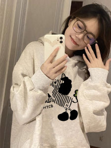 Pure Cotton Oversize Hoodie Womens Spring Autumn Jacket Design Sensation Small Audience National Trend Korean Style Long Sleeve