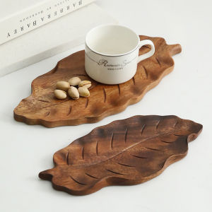 Walnut Leaf Tray Real Wood Storage Tray Creative Chinese Tea Tray Dry Pounding Table Dim Sum Tray Fruit Display Tea Tray