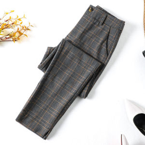NUANKONG | Ladies Plaid Pants Autumn/Spring Straight Leg